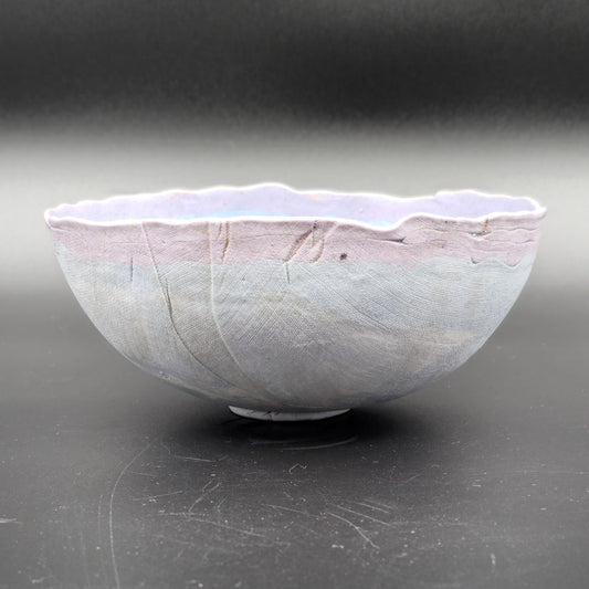 LENE REGIUS BLUE AND PURPLE NERIKOMI STONEWARE BOWL | LATE 20TH CENTURY