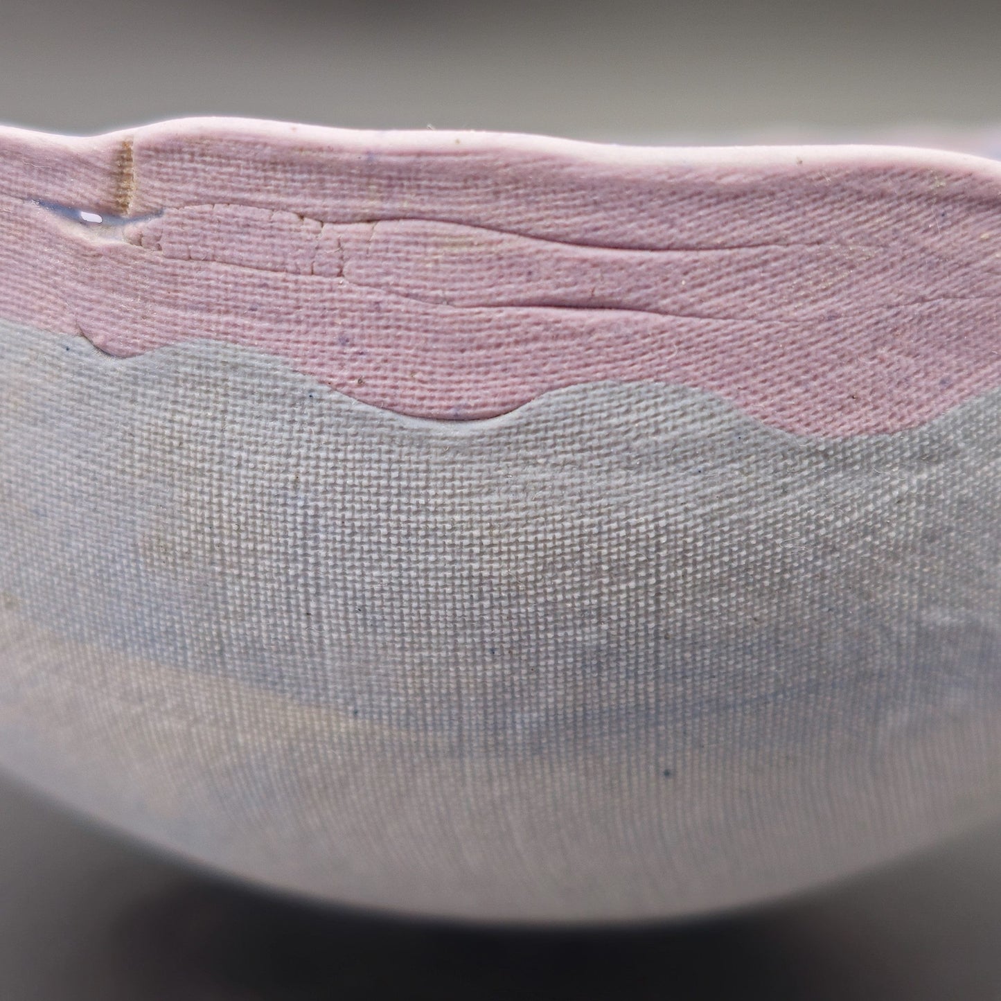 LENE REGIUS BLUE AND PURPLE NERIKOMI STONEWARE BOWL | LATE 20TH CENTURY