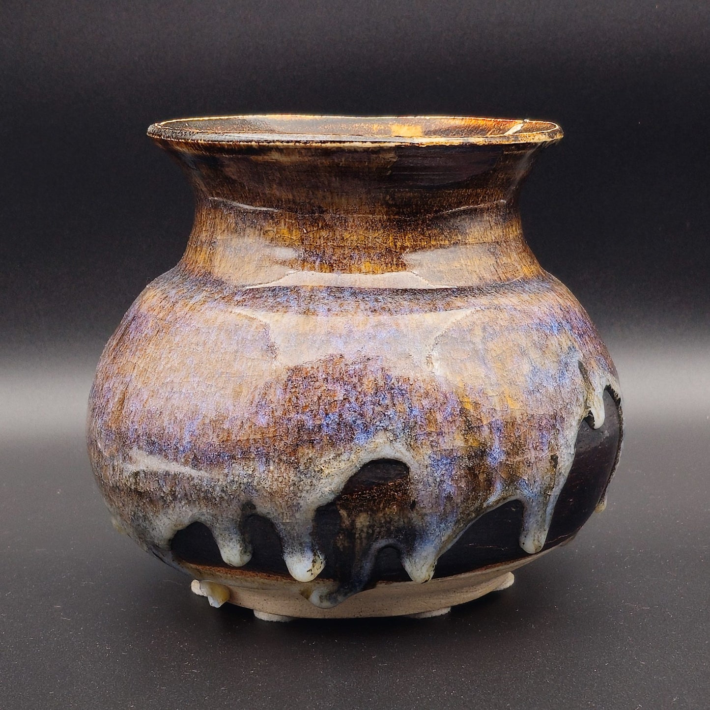 JØRGEN LAI KNUDSEN STUDIO CERAMIC DRIP GLAZE STONEWARE VASE | 20TH CENTURY