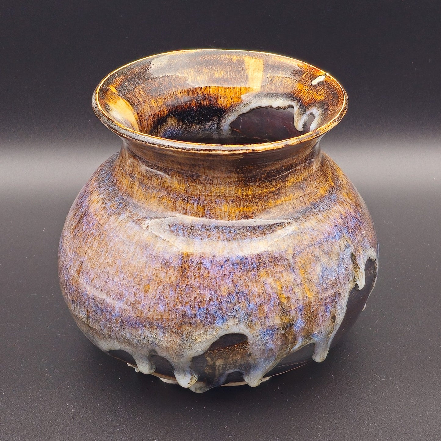 JØRGEN LAI KNUDSEN STUDIO CERAMIC DRIP GLAZE STONEWARE VASE | 20TH CENTURY