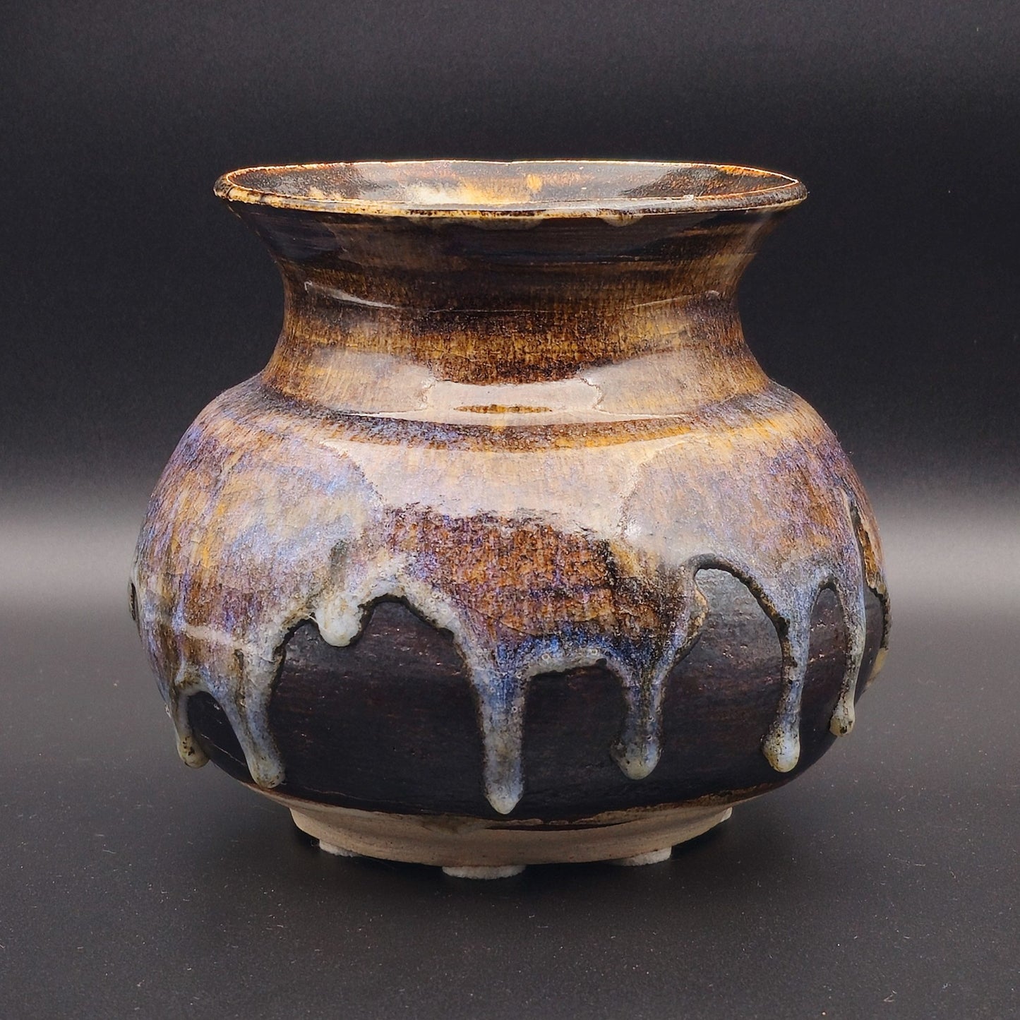 JØRGEN LAI KNUDSEN STUDIO CERAMIC DRIP GLAZE STONEWARE VASE | 20TH CENTURY