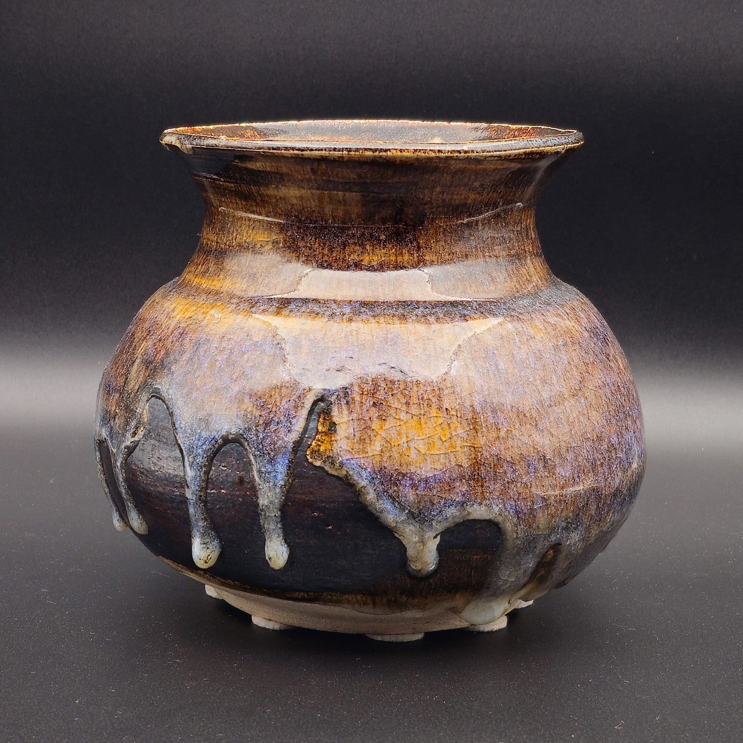 JØRGEN LAI KNUDSEN STUDIO CERAMIC DRIP GLAZE STONEWARE VASE | 20TH CENTURY