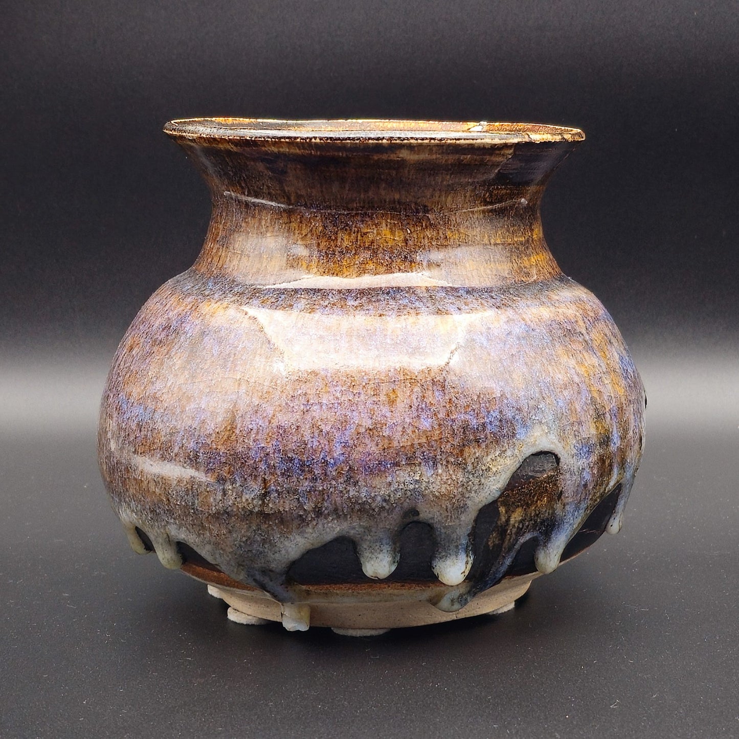 JØRGEN LAI KNUDSEN STUDIO CERAMIC DRIP GLAZE STONEWARE VASE | 20TH CENTURY