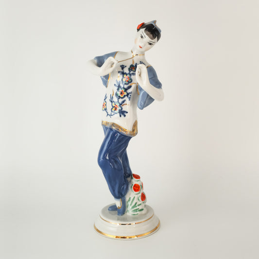 VERBILKI DANCING CHINESE GIRL PORCELAIN SCULPTURE | MID 20TH CENTURY