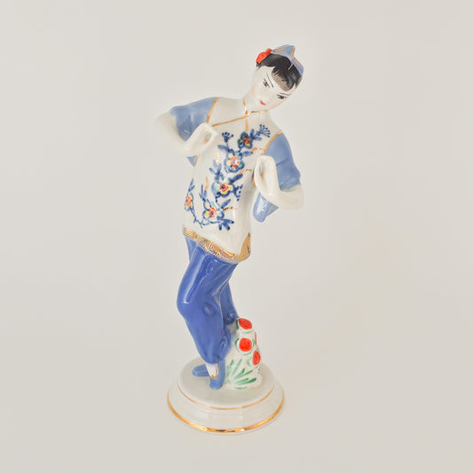 VERBILKI DANCING CHINESE GIRL PORCELAIN SCULPTURE | MID 20TH CENTURY