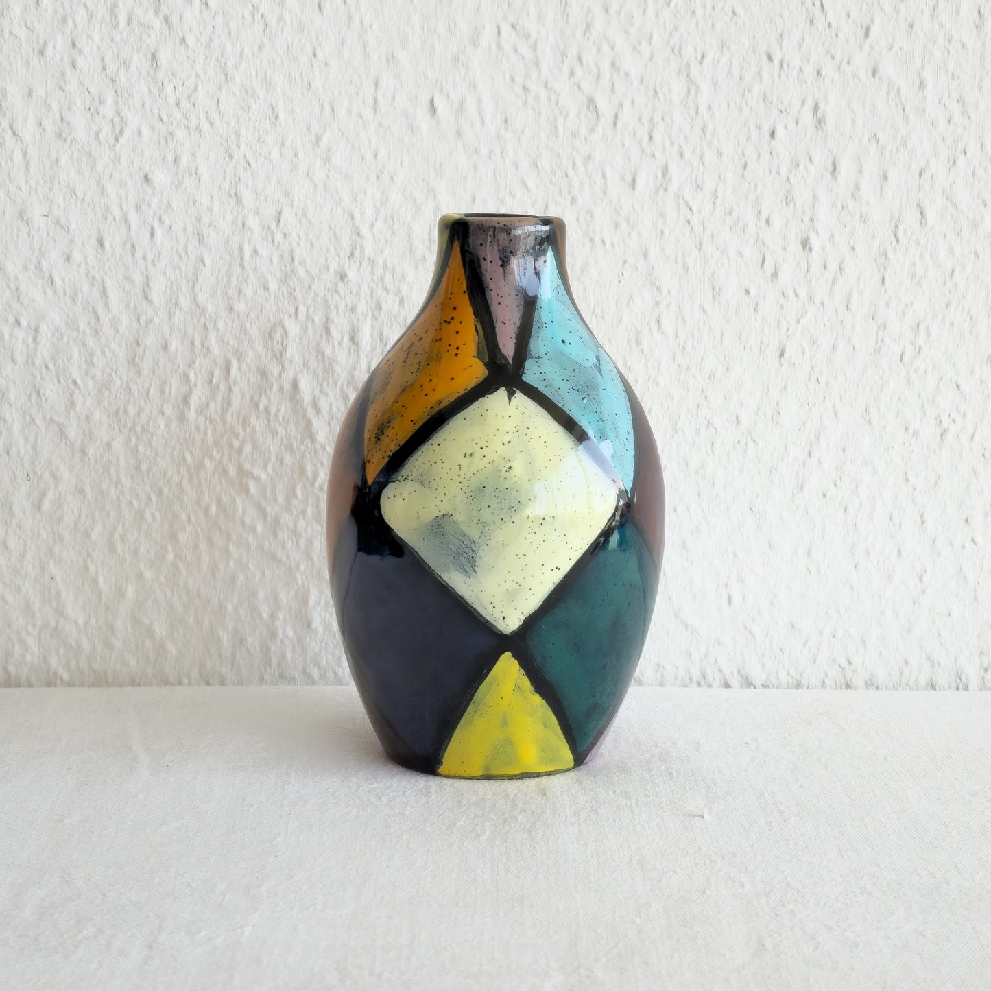 BITOSSI HARLEQUIN PATTERN CERAMIC VASE | MID 20TH CENTURY