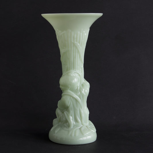 PORTIEUX 'CHINOIS' GREEN OPALINE GLASS VASE | 19TH/20TH CENTURY