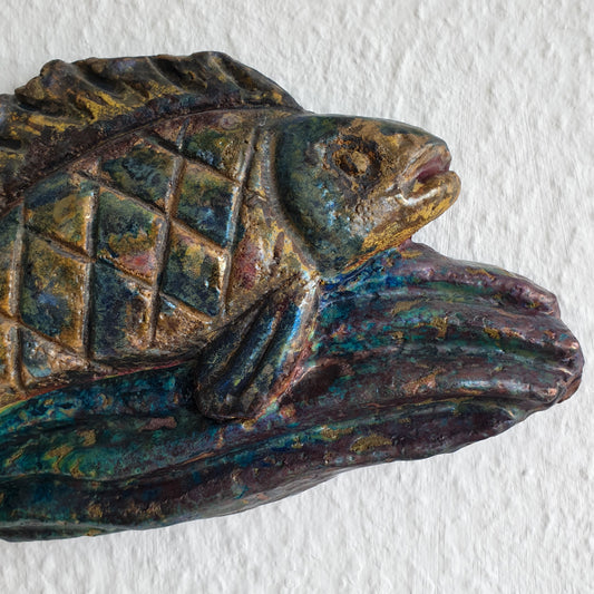 RICCARDO GATTI Faenza Unique Intertwined Fish Ceramic Wall Plaque Mollaris.com