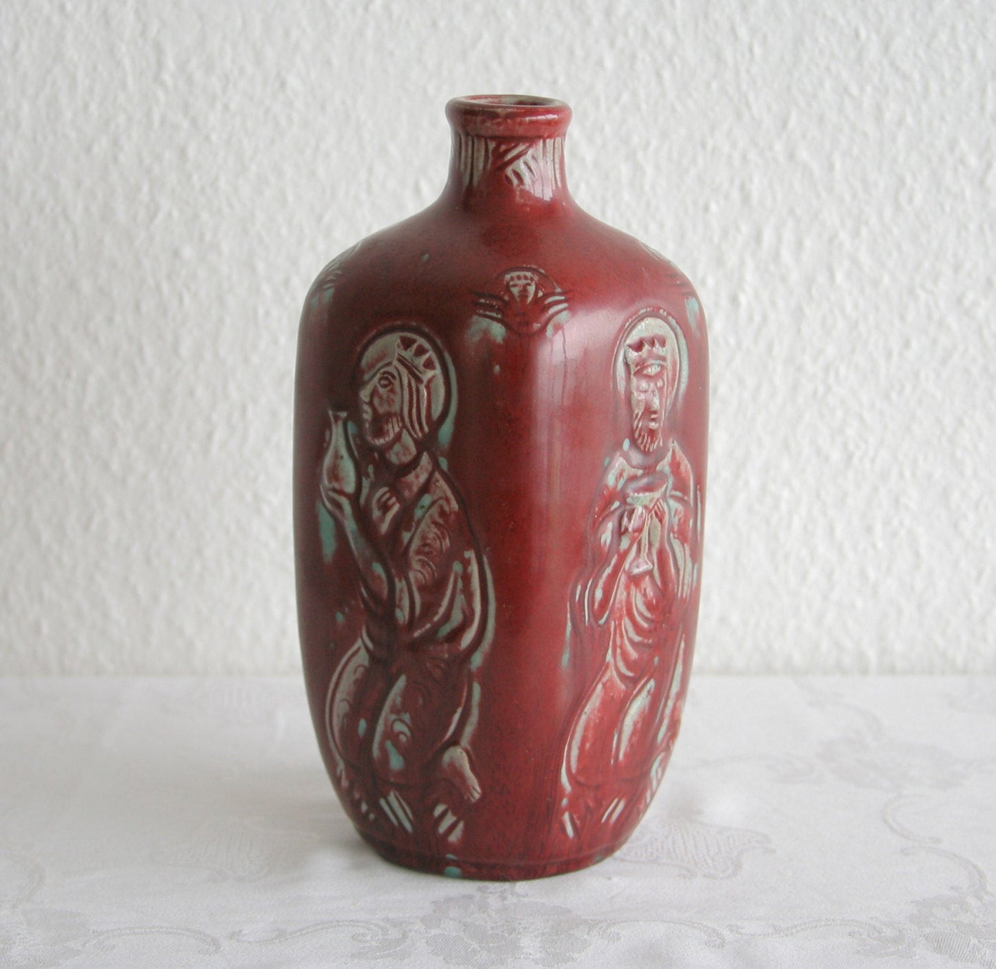 Royal Copenhagen JAIS NIELSEN Oxblood Square Bottle Vase Mollaris.com