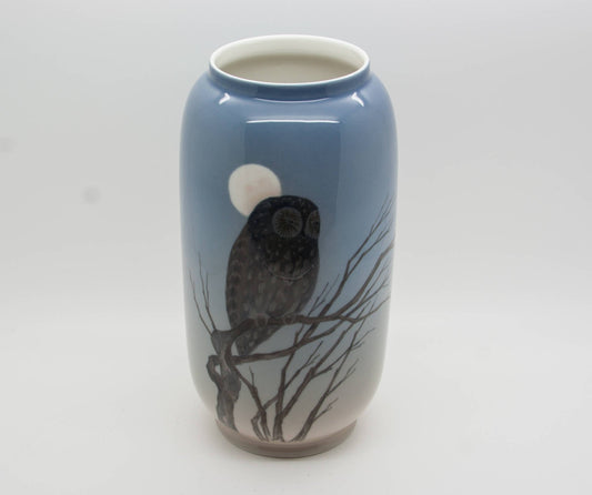 Royal Copenhagen Large Decorated Porcelain Owl Moon Vase Mollaris.com