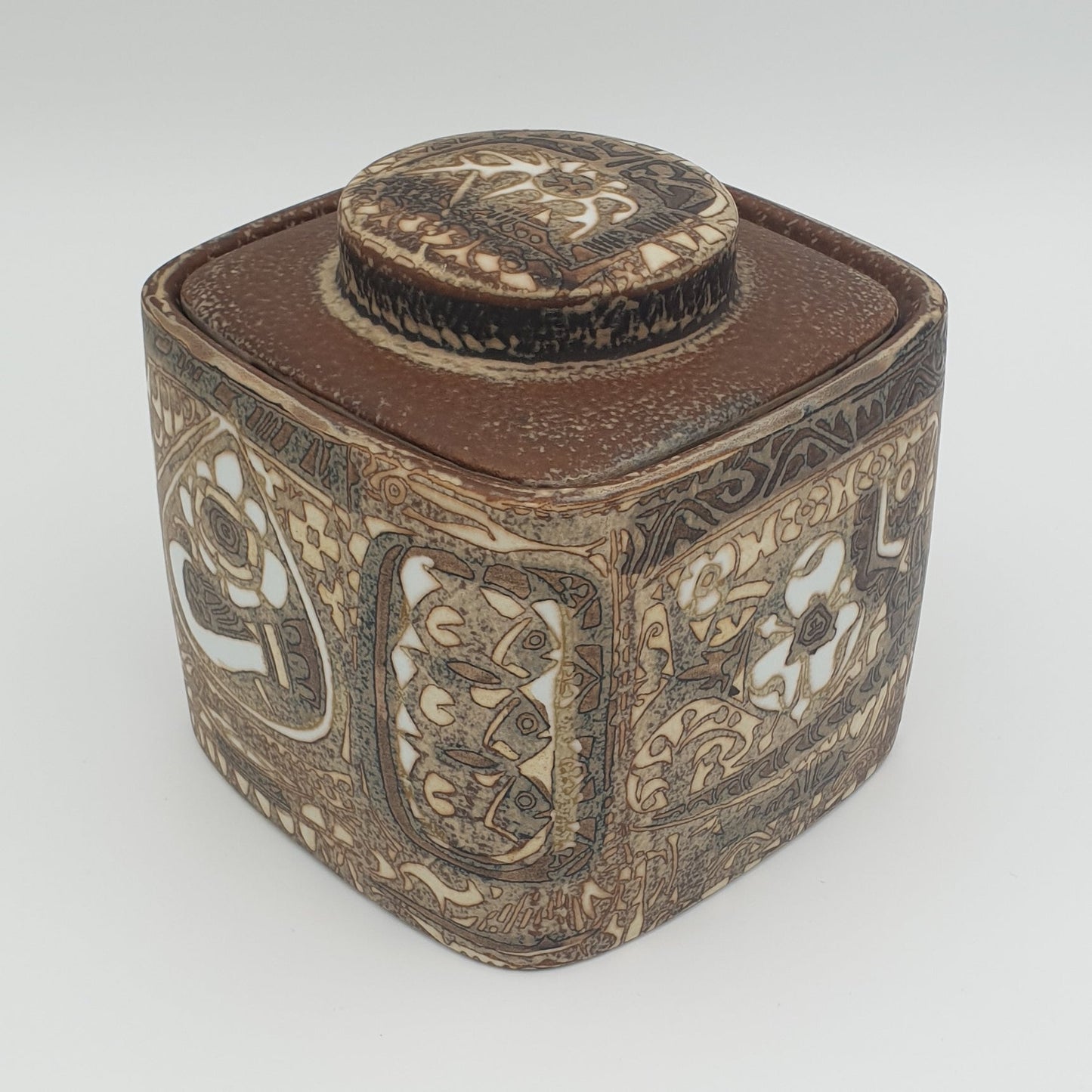Royal Copenhagen NILS THORSSON Large Baca Faiance Square Lidded Jar Mollaris.com