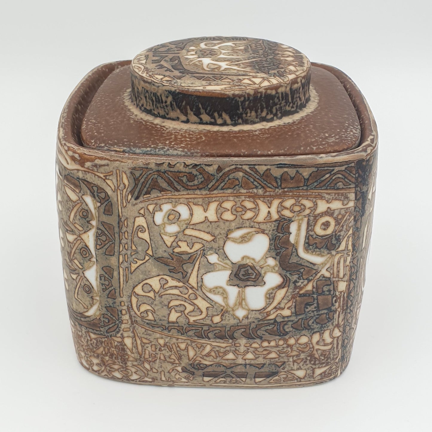 Royal Copenhagen NILS THORSSON Large Baca Faiance Square Lidded Jar Mollaris.com