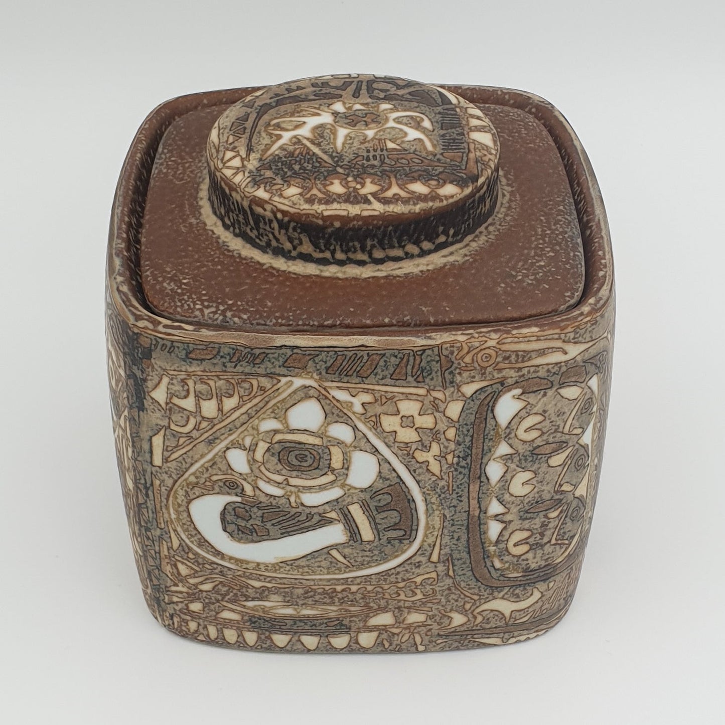 Royal Copenhagen NILS THORSSON Large Baca Faiance Square Lidded Jar Mollaris.com