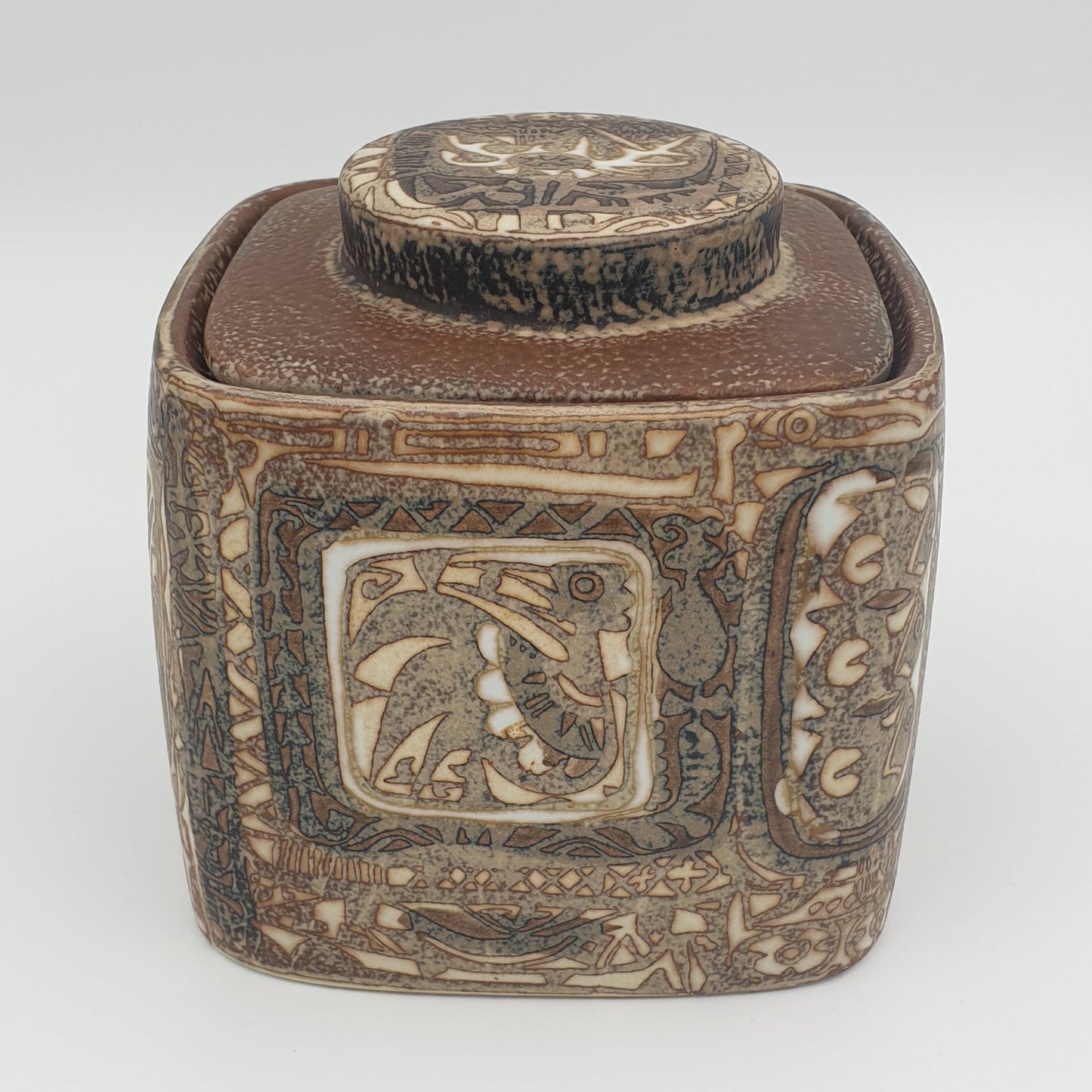 Royal Copenhagen NILS THORSSON Large Baca Faiance Square Lidded Jar Mollaris.com