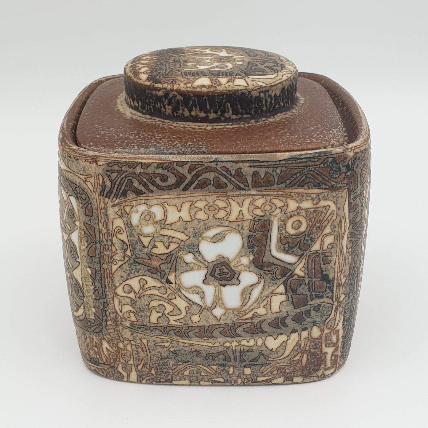 Royal Copenhagen NILS THORSSON Large Baca Faiance Square Lidded Jar Mollaris.com