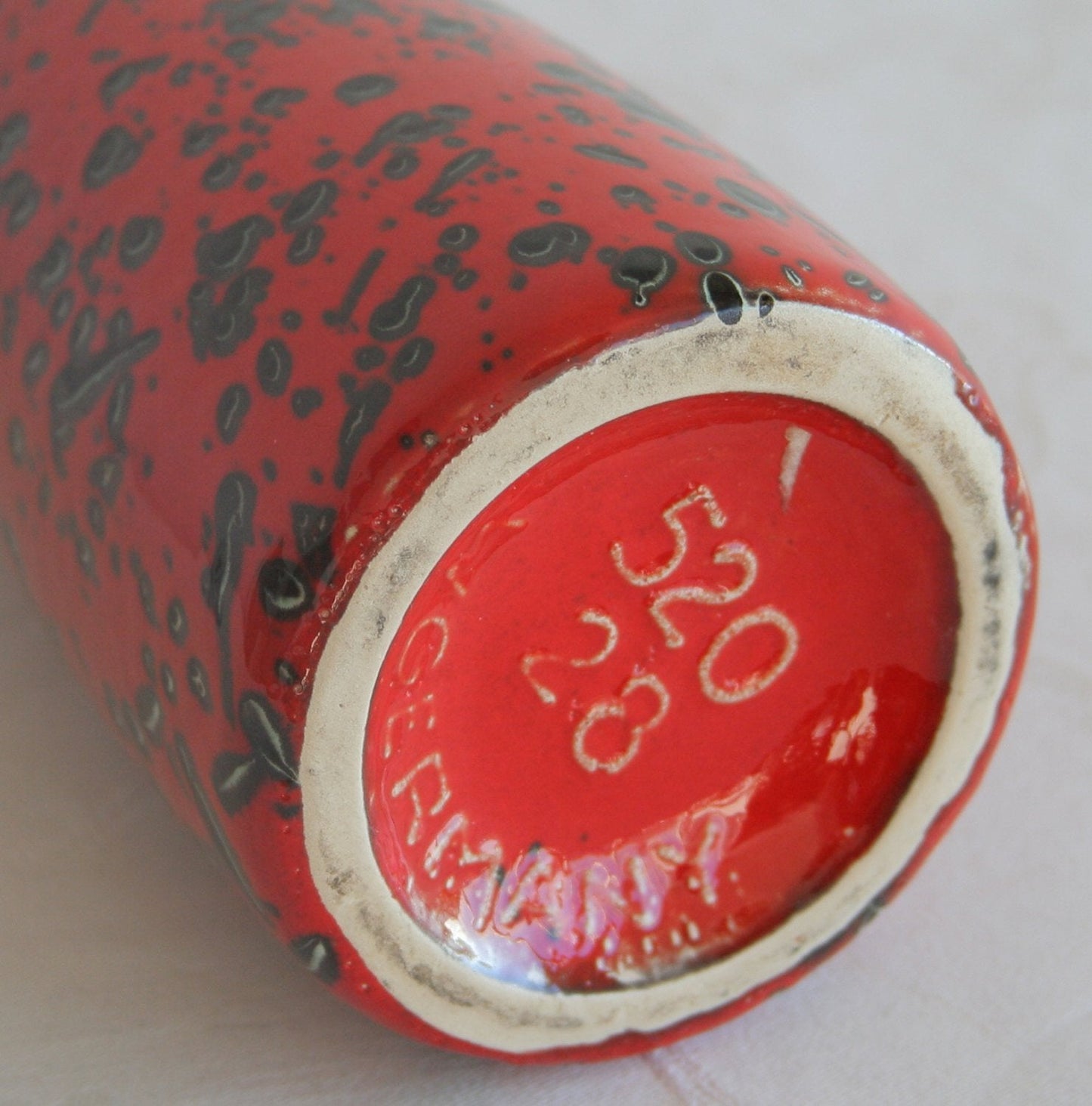 SCHEURICH Pop Art Black Spotted Flaming Red Glazed Ceramic Vase Mollaris.com