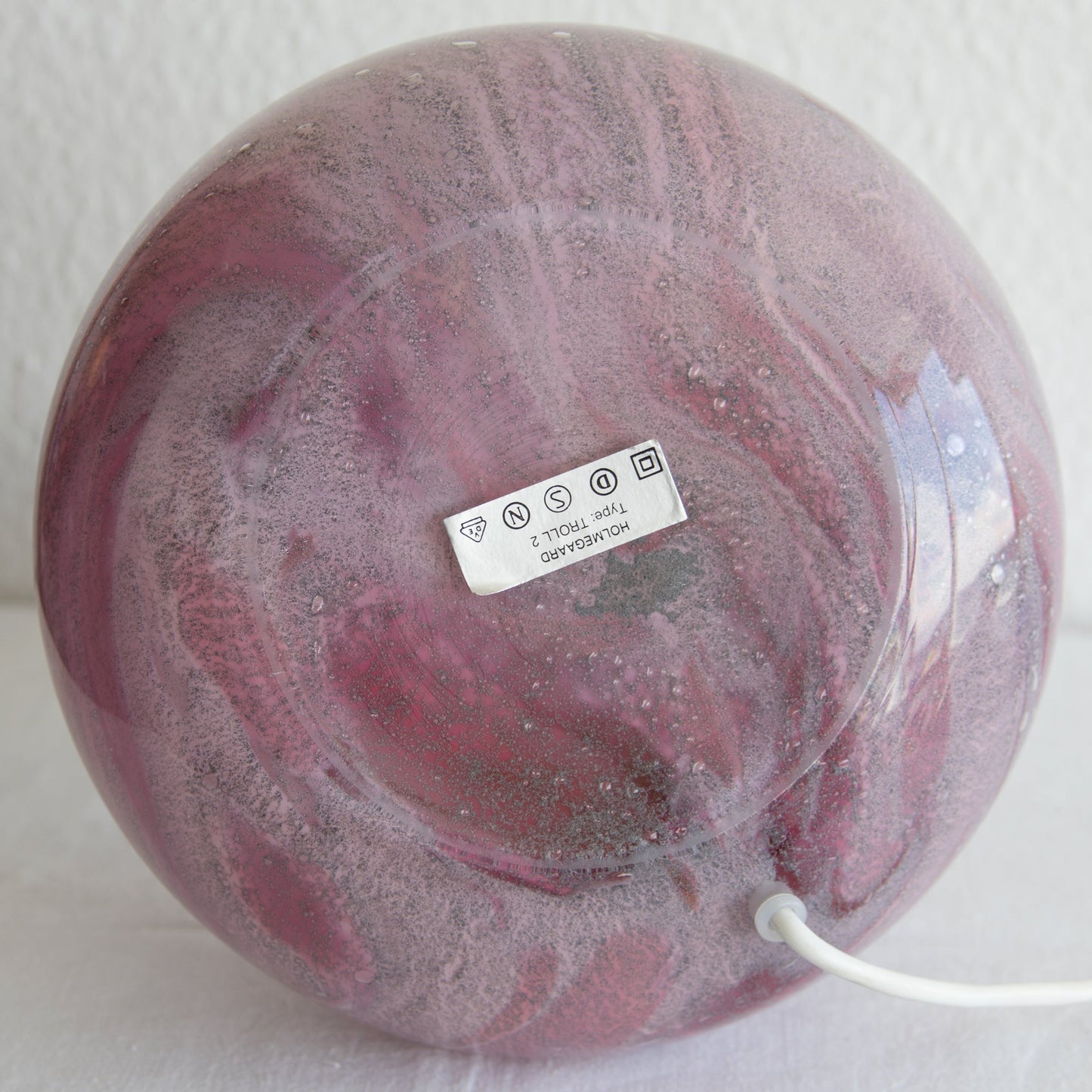 SIDSE WERNER Holmegaard TROLDGLAS Large Amethyst Marbled Crystal Glass Table Lamp Mollaris.com