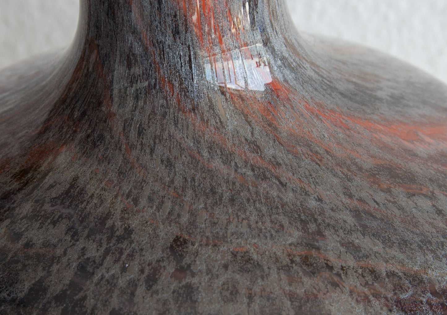 SIDSE WERNER Holmegaard TROLDGLAS Large Orange Black Marbled Crystal Glass Table Lamp Mollaris.com