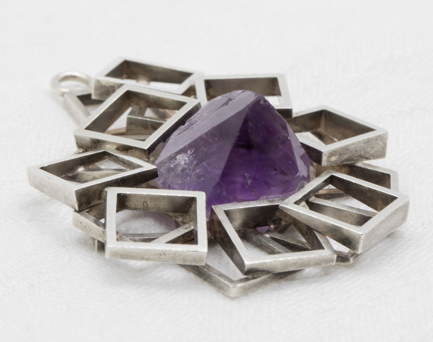 TEDDY JOHN LARSSON Modernist Raw Amethyst Solid Sterling Silver (925S) Pendant Mollaris.com