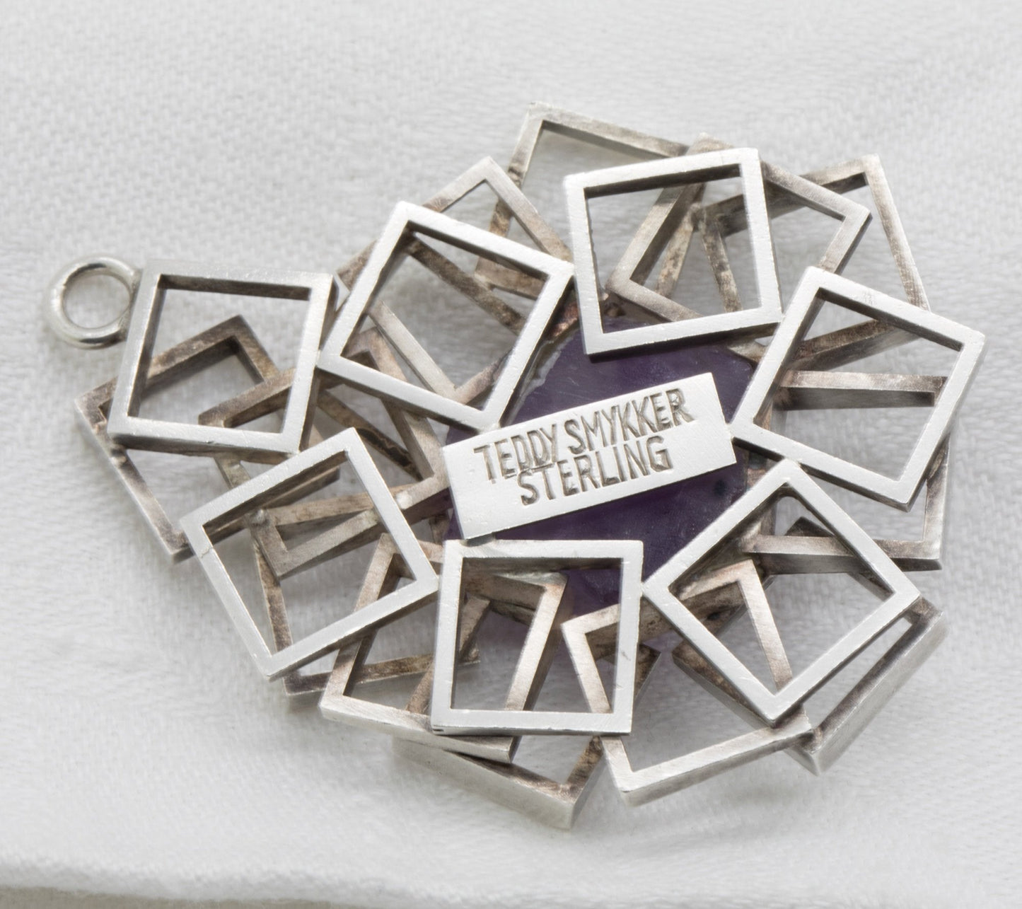 TEDDY JOHN LARSSON Modernist Raw Amethyst Solid Sterling Silver (925S) Pendant Mollaris.com