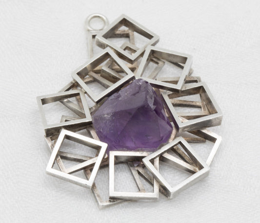 TEDDY JOHN LARSSON Modernist Raw Amethyst Solid Sterling Silver (925S) Pendant Mollaris.com