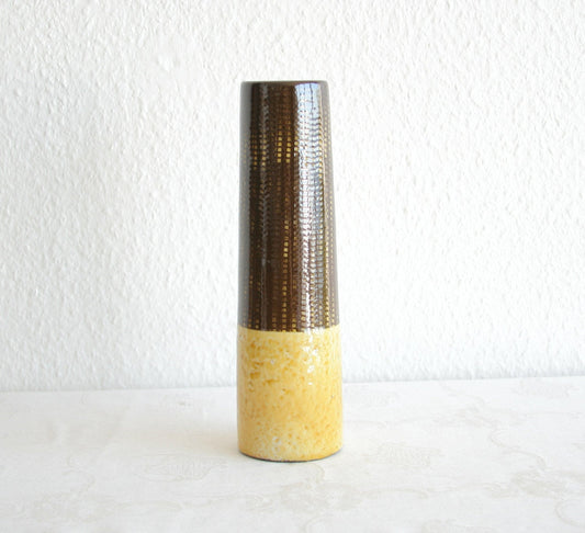 Upsala Ekeby INGRID ATTERBERG Yondel / Gondel Brown and Yellow Glazed Stoneware Vase Mollaris.com