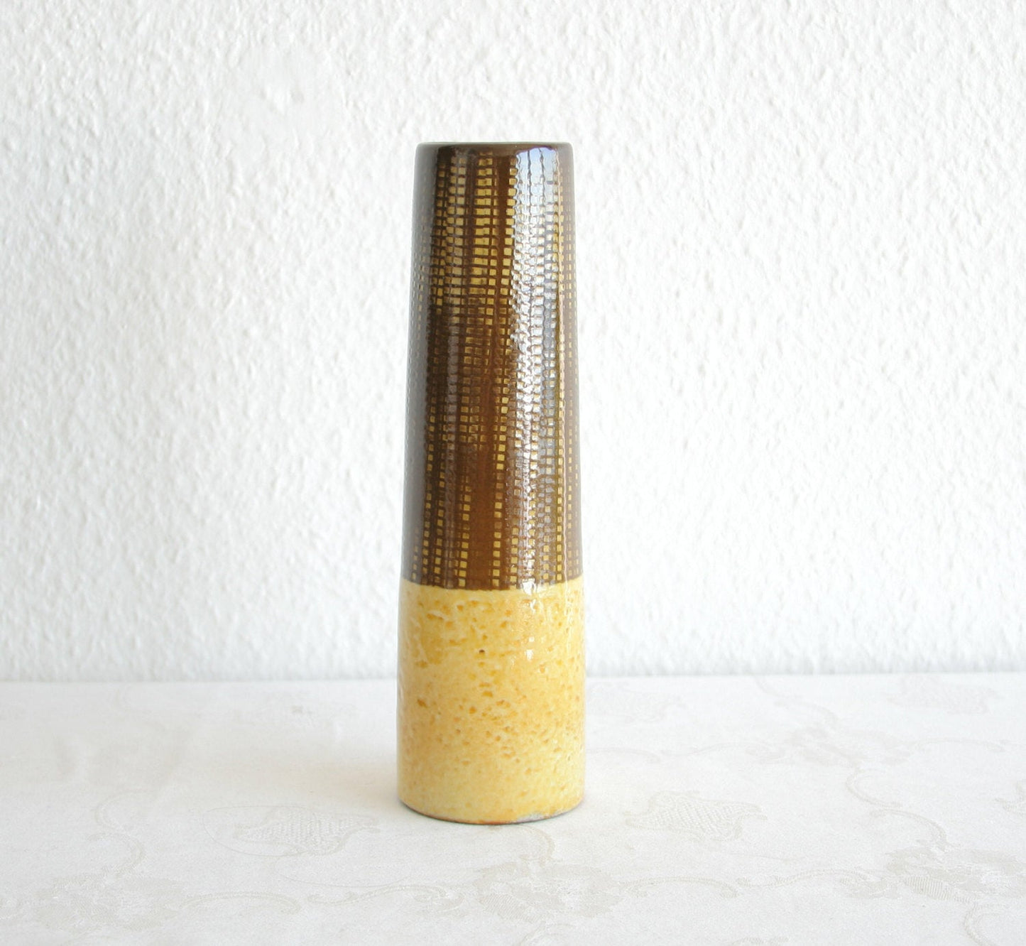 Upsala Ekeby INGRID ATTERBERG Yondel / Gondel Brown and Yellow Glazed Stoneware Vase Mollaris.com