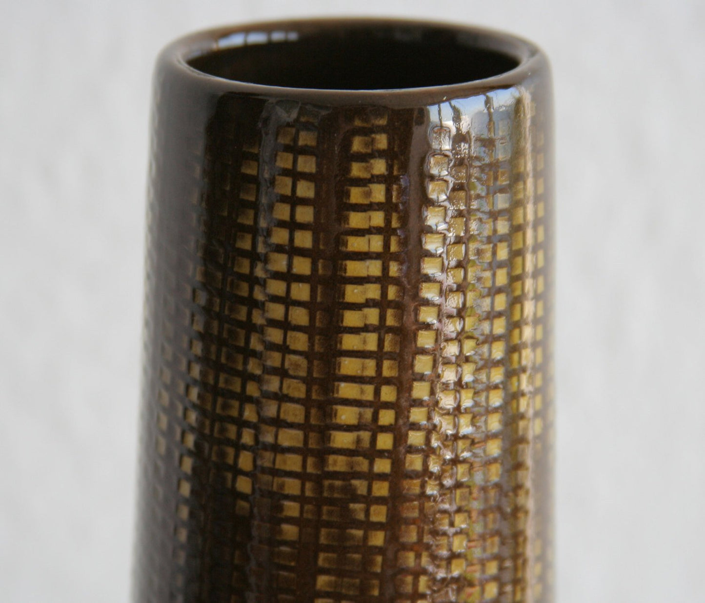 Upsala Ekeby INGRID ATTERBERG Yondel / Gondel Brown and Yellow Glazed Stoneware Vase Mollaris.com