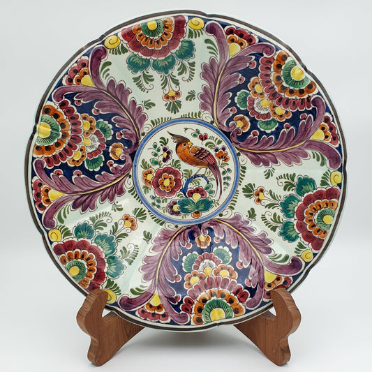 VELSEN SASSENHEIM Delfts Polychrome Large Bird Floral Decor Ceramic Fruit Bowl / Dish Mollaris.com