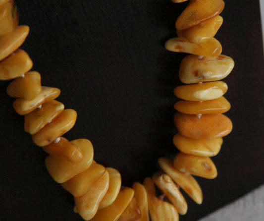 VINTAGE BALTIC AMBER Necklace Butterscotch Egg Yolk 47 gr Mollaris.com