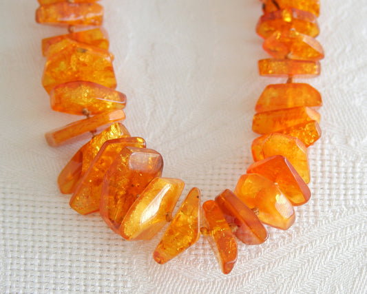 VINTAGE BALTIC AMBER Necklace Cognac 47 gr Mollaris.com