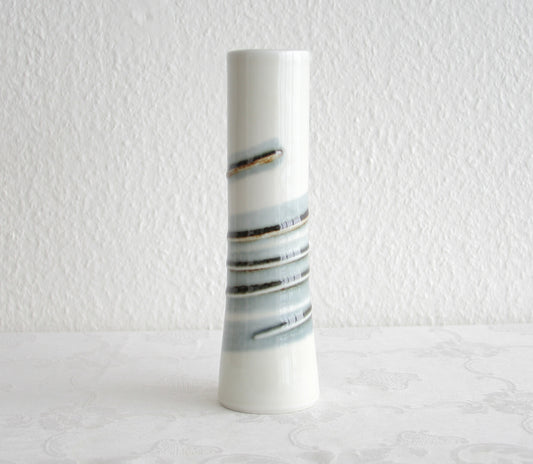Rörstrand OLLE ALBERIUS White and Spiral Decorated Spiro Stoneware Vase