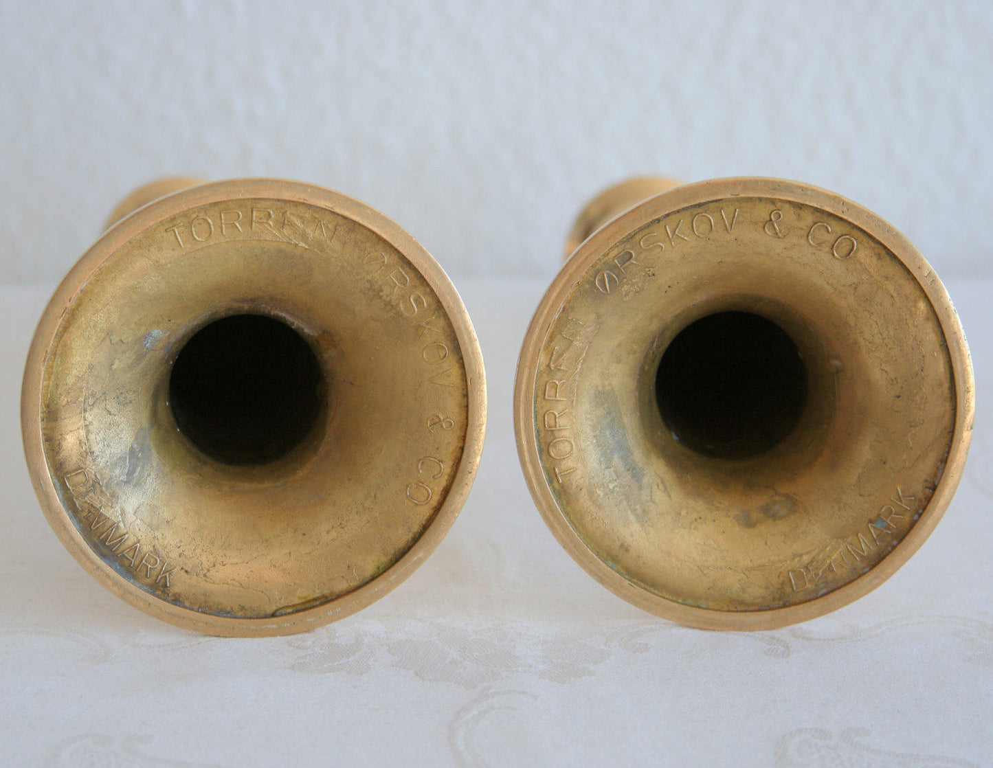 2 x Modernist HANS BØLLING Torben Ørskov FANFARE Solid Brass Candlesticks Mollaris.com