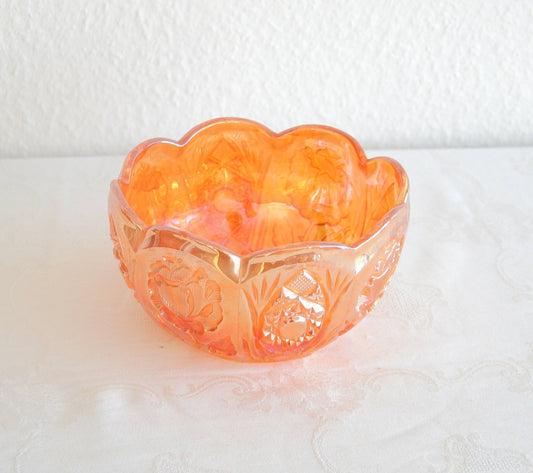 BROCKWITZ Carnival Glass Marigold ROSE GARDEN Bowl Rosebowl Mollaris.com