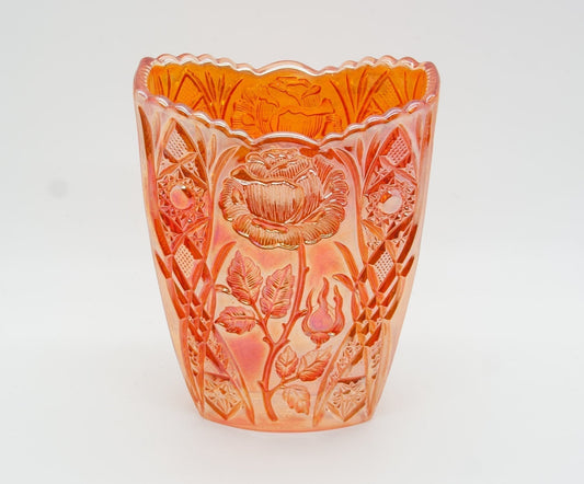 BROCKWITZ Carnival Glass Marigold ROSE GARDEN Small Letter Vase Mollaris.com