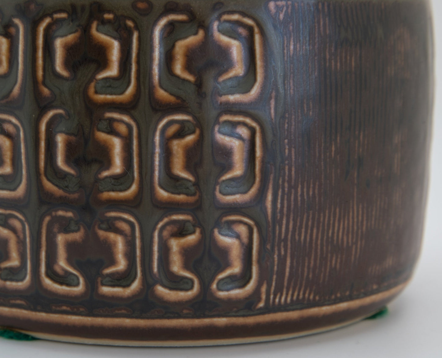 Bing & Grøndahl VALDEMAR PETERSEN Geometric Decorated Brown Glazed Stoneware Vase Mollaris.com
