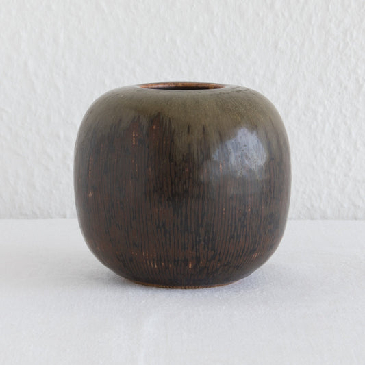 Bing & Grøndahl VALDEMAR PETERSEN Round Brown Harefur Stoneware Vase Mollaris.com