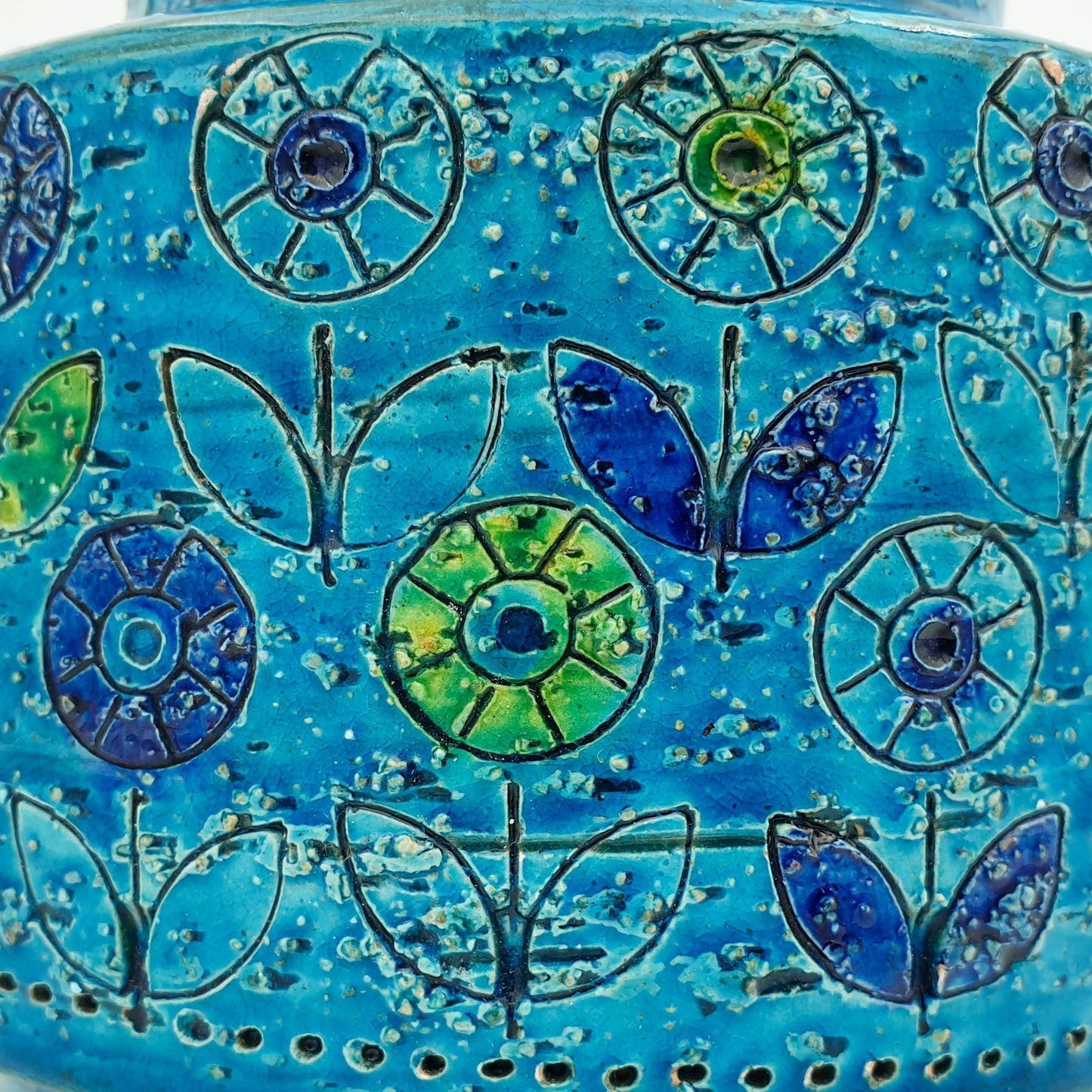 Bitossi ALDO LONDI Blue Modernist Flower Pattern Ceramic Vase Mollaris.com