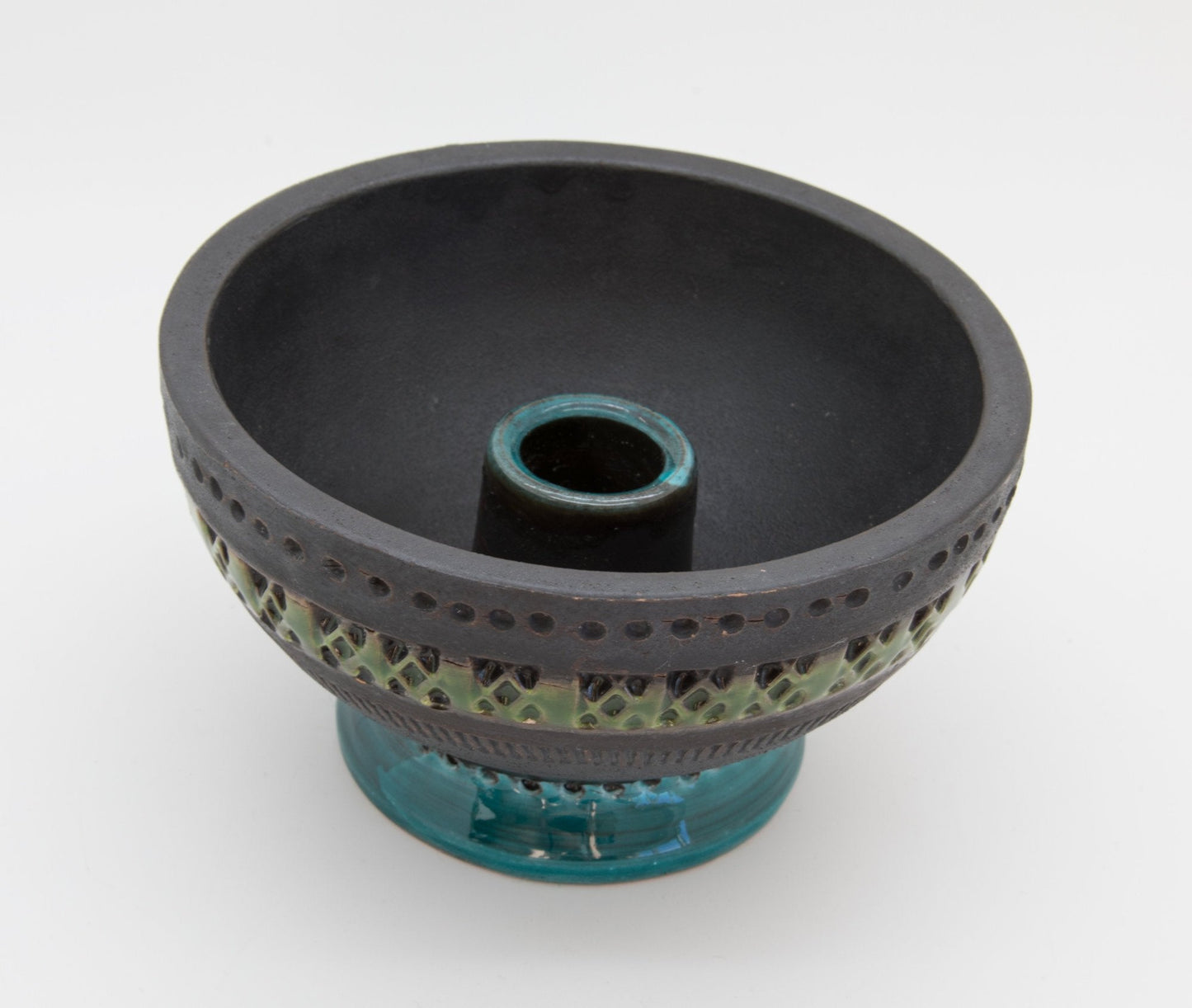 Bitossi ALDO LONDI Genovese Blue Green Ceramic Candlestick Mollaris.com