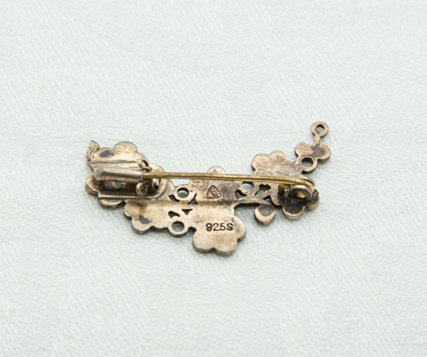 ERIK HERLØW / ANTON MICHELSEN 'Forget Me Not' Posies Gilded Solid Sterling Silver Enamel Brooch (925S) Mollaris.com