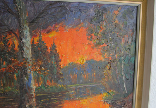 FINN WENNERWALD Forest Sunset Scenery Painting Mollaris.com