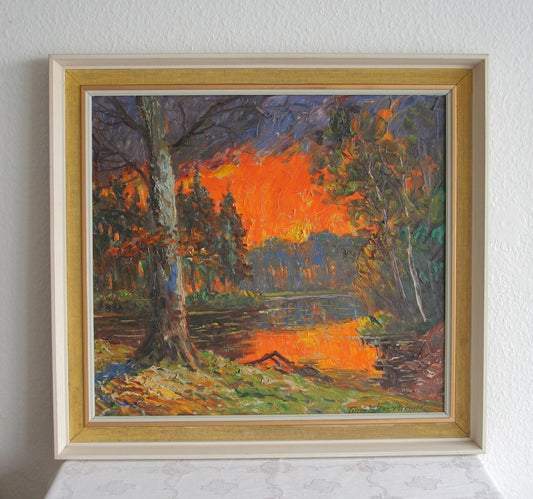 FINN WENNERWALD Forest Sunset Scenery Painting Mollaris.com