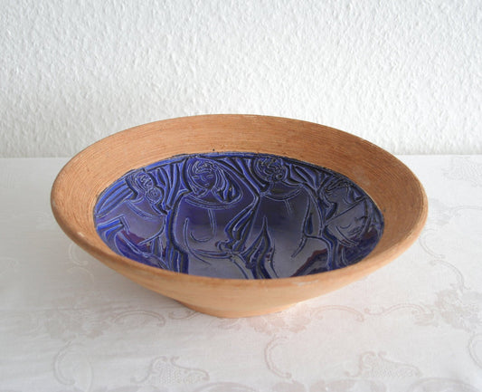 FRATELLI FANCIULLACCI Blue Sgrafitto Decorated Ceramic Bowl Mollaris.com