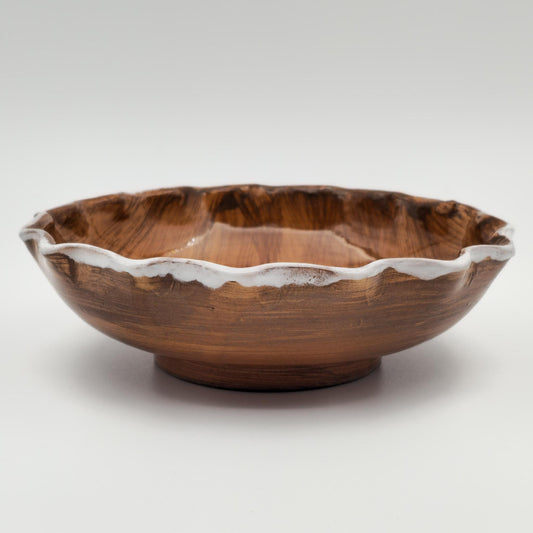 FRATELLI FANCIULLACCI Horse Sgrafitto Decorated Ruffled Rim Ceramic Bowl Mollaris.com