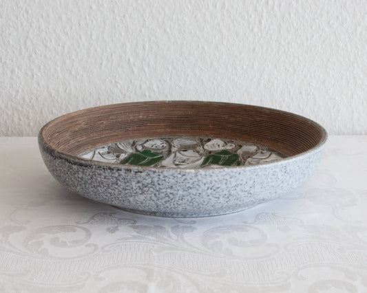 FRATELLI FANCIULLACCI White Green Sgrafitto Decorated Ceramic Bowl Mollaris.com