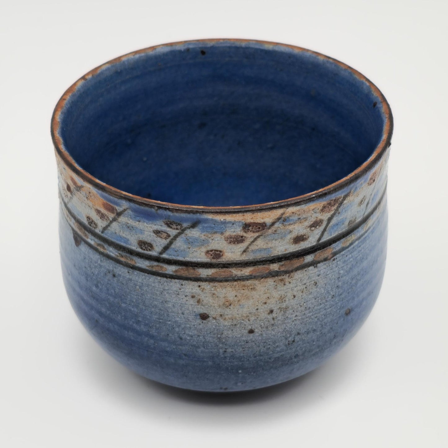 GERDA ØSTERGAARD Blue Dot Patterned Glazed Stoneware Bowl Mollaris.com