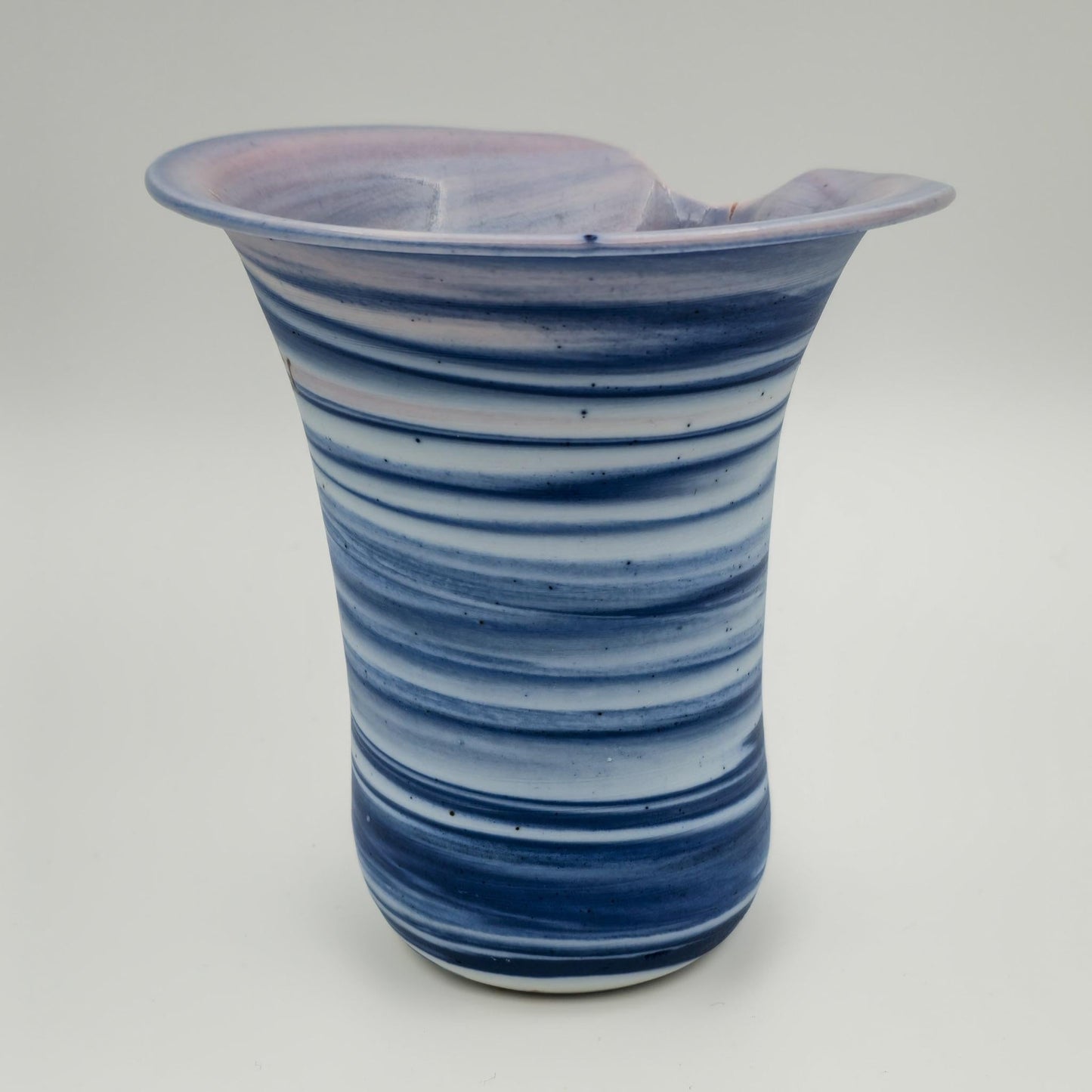 GERDA ØSTERGAARD Blue White Pink Ring-Glazed Stoneware Vase Mollaris.com