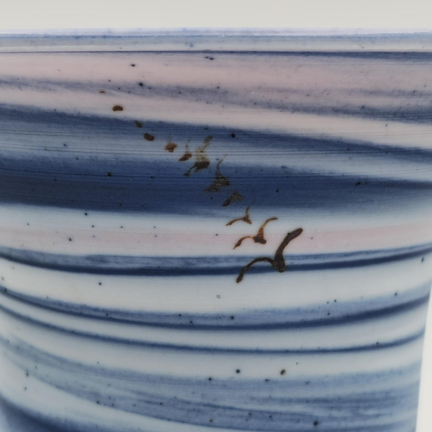 GERDA ØSTERGAARD Blue White Pink Ring-Glazed Stoneware Vase Mollaris.com
