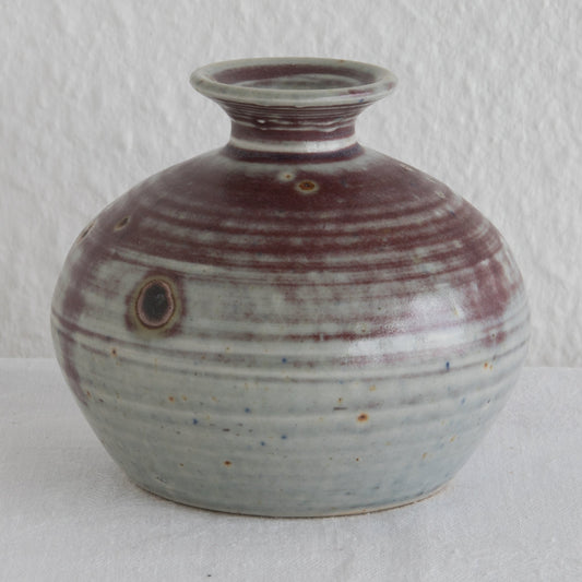 GERDA ØSTERGAARD Small Beige Red Glazed Stoneware Vase Mollaris.com