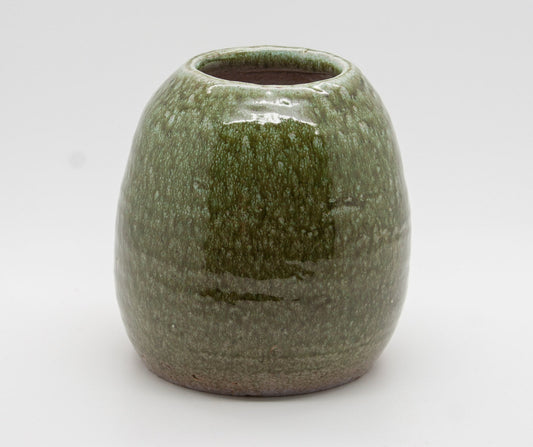 HELGE ØSTERBERG Green Harefur Glazed Stoneware Vase Mollaris.com